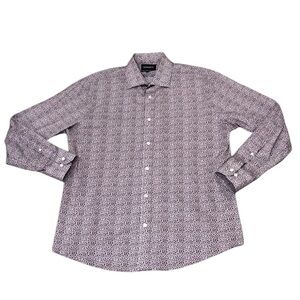 Bonobos Button Down Shirt Size 17 35 Maroon Dark Red Floral Print